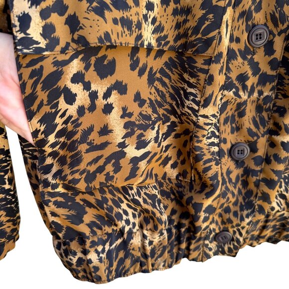 GDT Too Vintage 80s 90s Womens Glam Leopard Print Button-Down Bomber Jacket OS - Picture 6 of 10